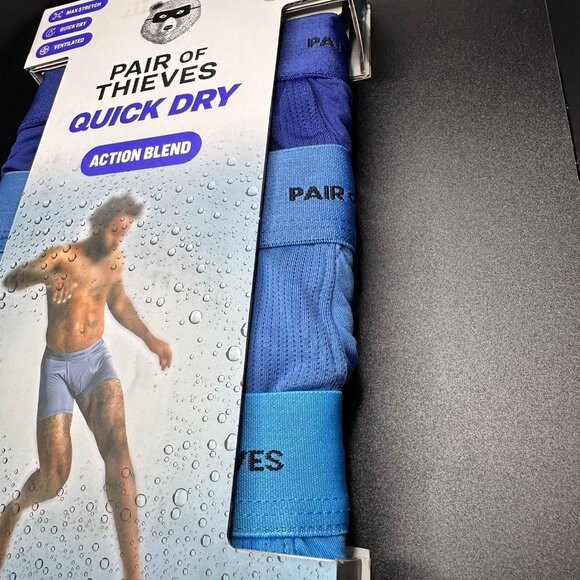 Pair of Thieves Mens Quick Dry Boxer Briefs 3pk - Blue Large 34”-36” New Stretch - Picture 5 of 5